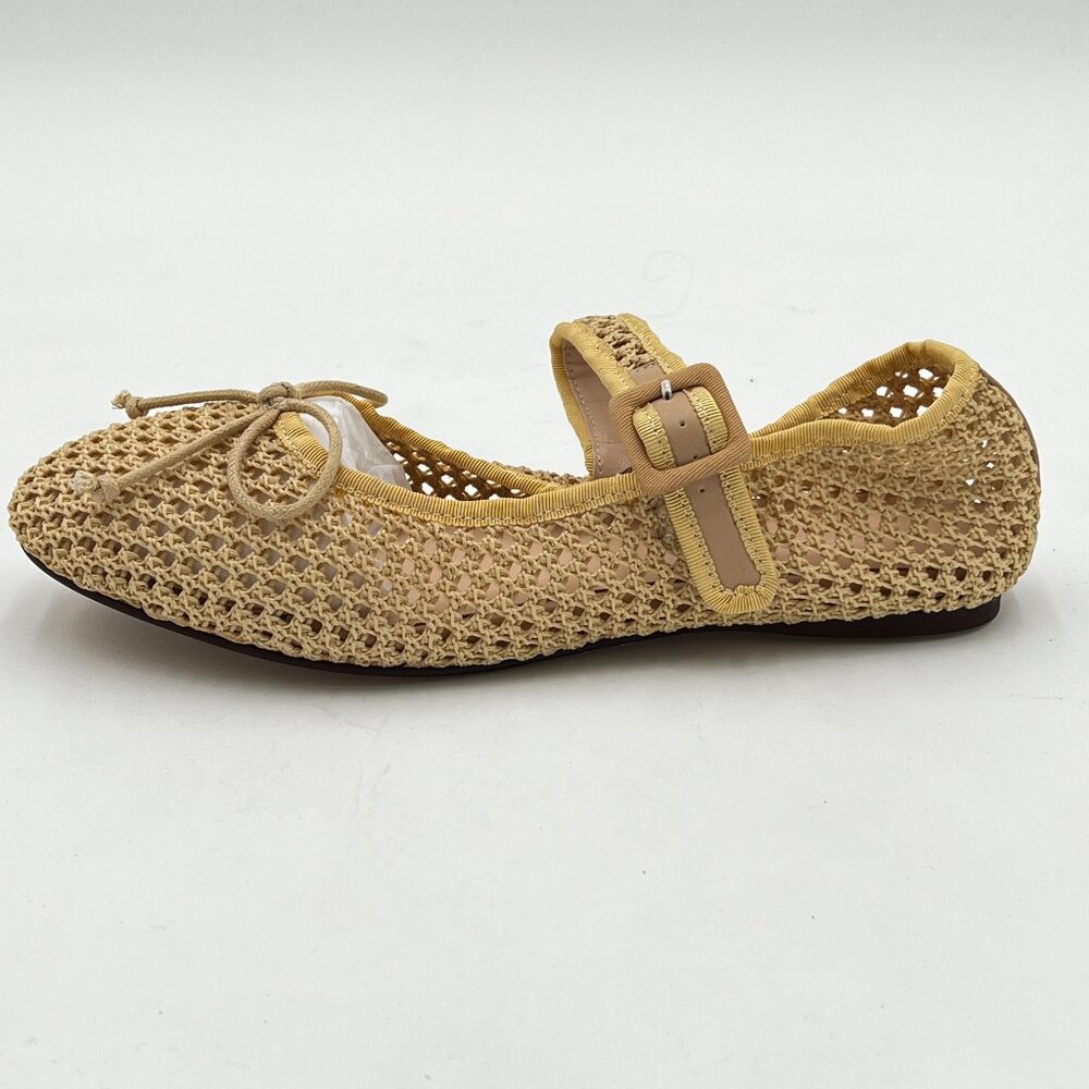 miss left Beige Cutout Bowknots Ankle Strap Mary Janes Classic Round Toe Shoes - Picture 2 of 6